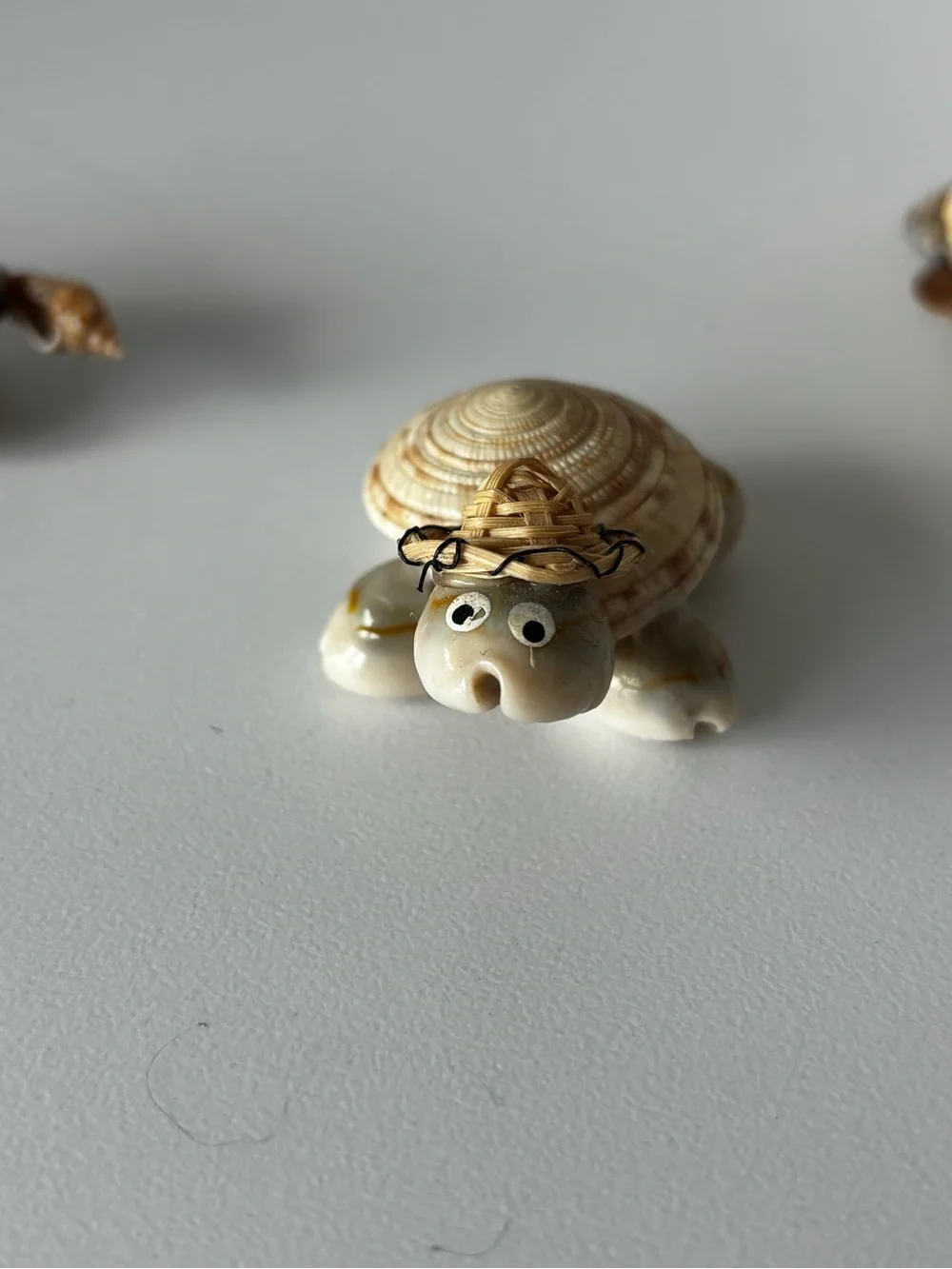 Vintage Handmade Seashell Turtle and Frog Figurines 2”